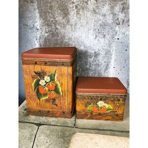 Vintage 1970s J L Clark Manufacturing Company Canisters Tins Set Of 2